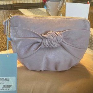 Antonio Melani Guava Color Medium Leather Knot Cosmetic Bag